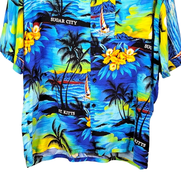 St. Kitts Sugar City Authentic Huwian Style Vacation Beach Casual Shirt Men's XL - Picture 2 of 10
